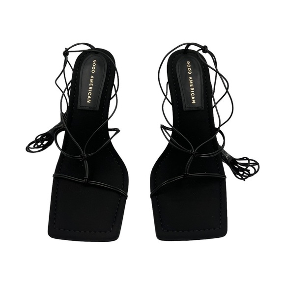 NIB GOOD AMERICAN Cage Slanted Sandals Neoprene Black 8 - Picture 4 of 11